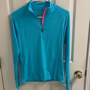 Lilly Pulitzer Luxletic Marion Half Zip Blue UPF 50 Long Sleeve Top